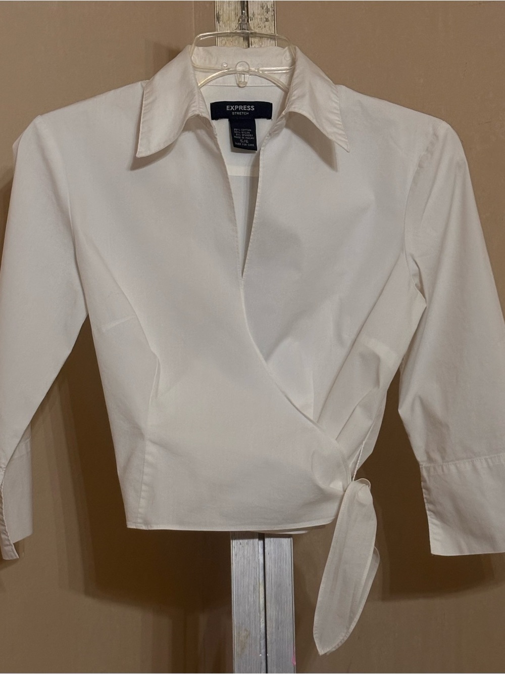 Express White Wrap Tie Shirt with Collar Sz 5/6